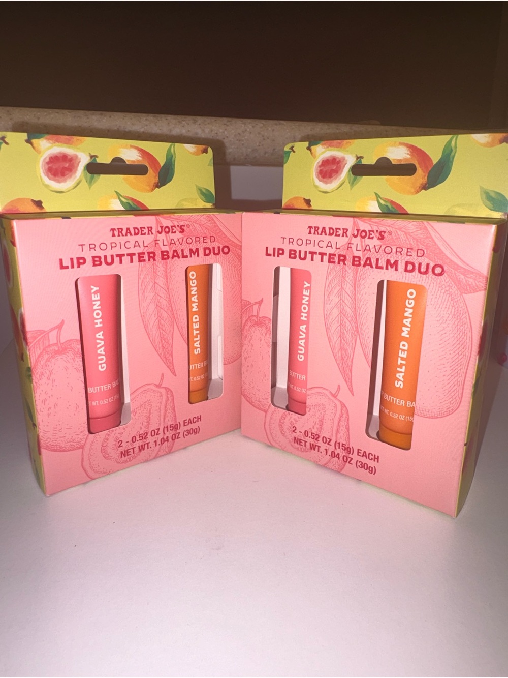 Duo of Trader Joe's Tropical Flavored Lip Balm Duo; Guava Honey & Salted Mango!!